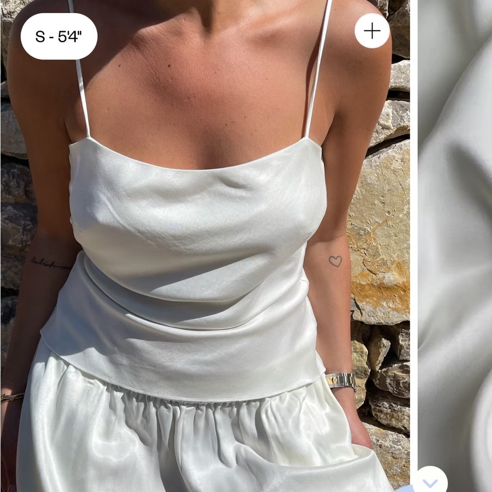 Djerf Avenue White Satin Top